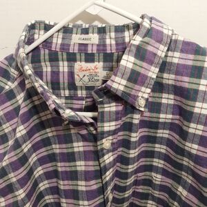 J Crew The Broken-In Oxford Classic Fit Organic Cotton large Madras Tartan Plaid